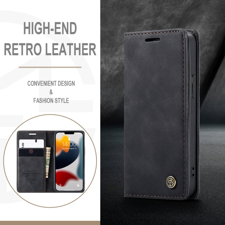 For iPhone 13 mini CaseMe-013 Multifunctional Retro Frosted Horizontal Flip Leather Case with Card Slot & Holder & Wallet (Black)