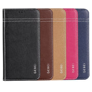 For iPhone XR GEBEI Top-grain Leather Horizontal Flip Protective Case with Holder & Card Slots(Blue)