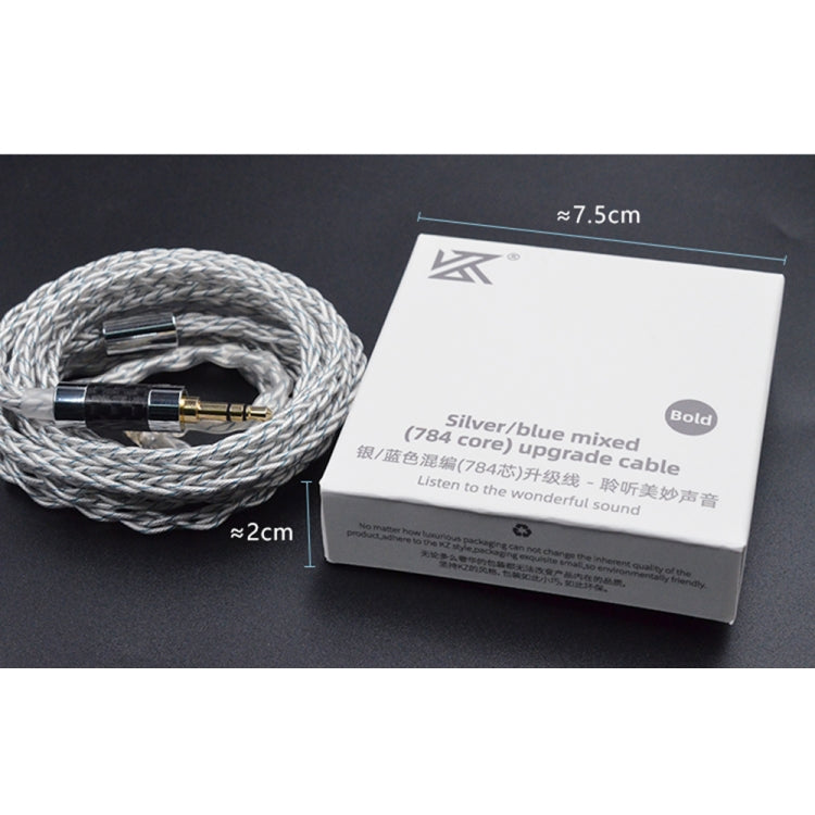 KZ 3.5mm Plug 784-core Blue Silver Mixed Braided Silver-plated Earphone Upgrade Cable For KZ ZS10 Pro / DQ6 / ASX, Cable Length: 1.2m(C Style)
