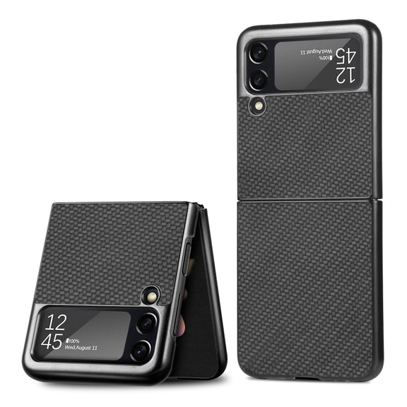 For Samsung Galaxy Z Flip3 5G Cross Pattern Slim PC Protective Case(Black)