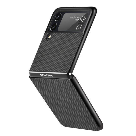For Samsung Galaxy Z Flip3 5G Cross Pattern Slim PC Protective Case(Black)