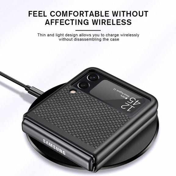 For Samsung Galaxy Z Flip3 5G Cross Pattern Slim PC Protective Case(Black)
