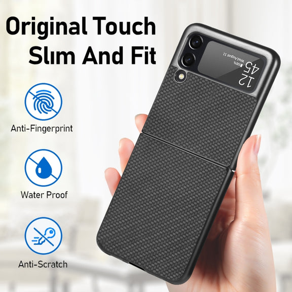 For Samsung Galaxy Z Flip3 5G Cross Pattern Slim PC Protective Case(Black)