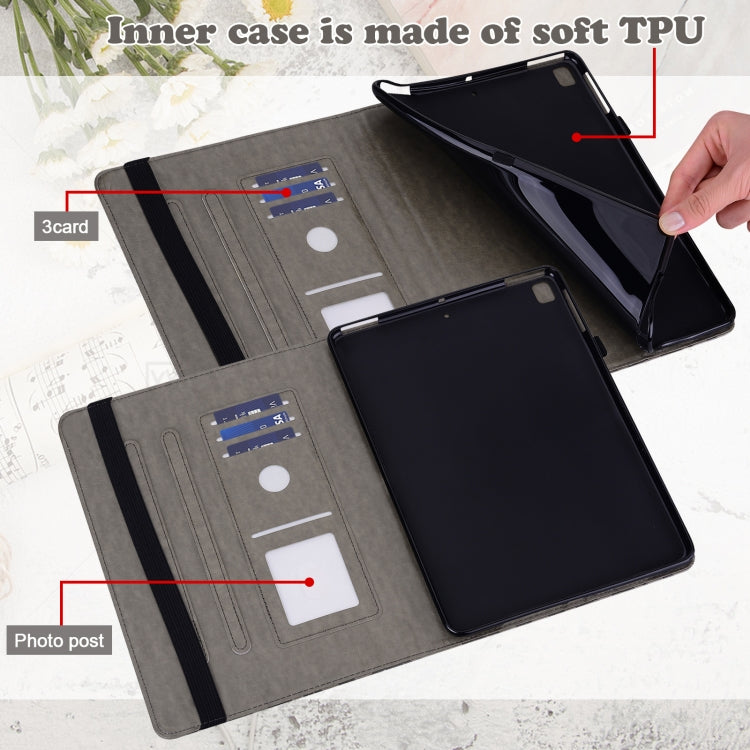 For iPad Pro 10.5 2017 / 10.2 2019 Tree & Deer Pattern Pressed Printing Horizontal Flip PU Leather Case with Holder & Card Slots & Sleep / Wake-up Function(Grey)