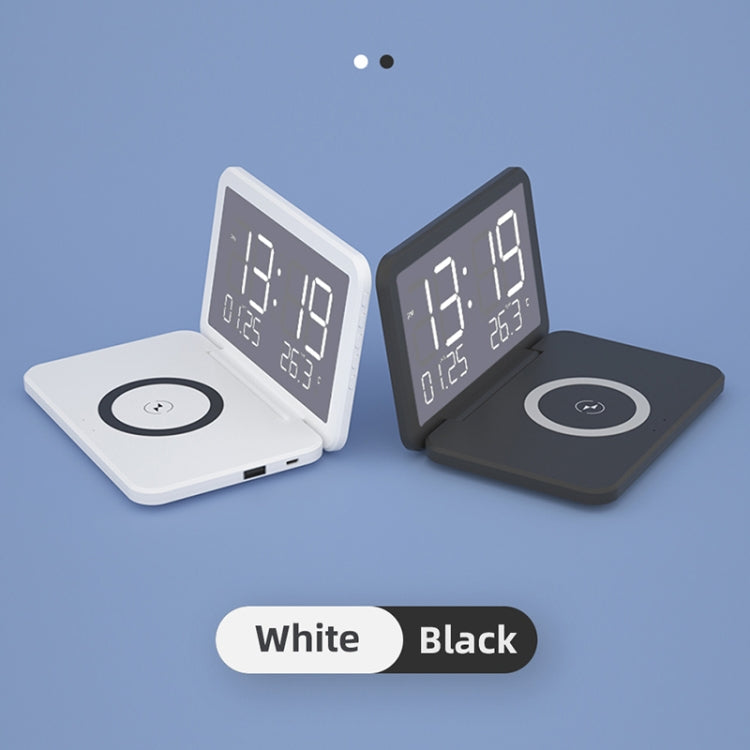SY-118 15W Foldable Mirror Surface Perpetual Desk Calendar Clock Wireless Charger with Alarm Clock & Three-level Brightness Adjustable Function(Black)