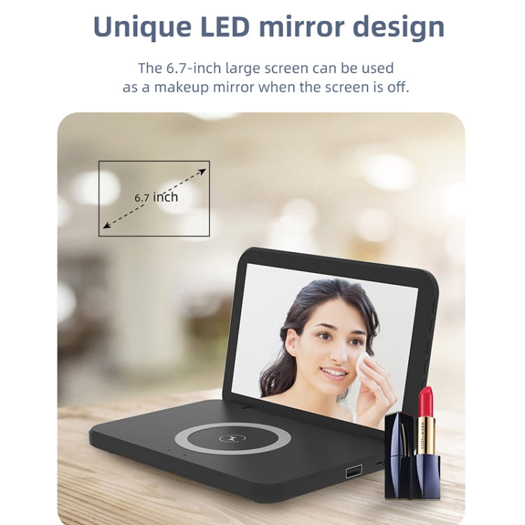 SY-118 15W Foldable Mirror Surface Perpetual Desk Calendar Clock Wireless Charger with Alarm Clock & Three-level Brightness Adjustable Function(White)