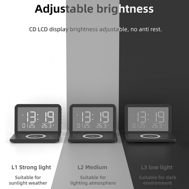SY-118 15W Foldable Mirror Surface Perpetual Desk Calendar Clock Wireless Charger with Alarm Clock & Three-level Brightness Adjustable Function(White)