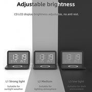 SY-118 15W Foldable Mirror Surface Perpetual Desk Calendar Clock Wireless Charger with Alarm Clock & Three-level Brightness Adjustable Function(Black)