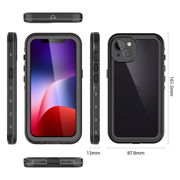 For iPhone 13 RedPepper Transparent Dot Shockproof Water-resistant PC + TPU Protective Case(Black)