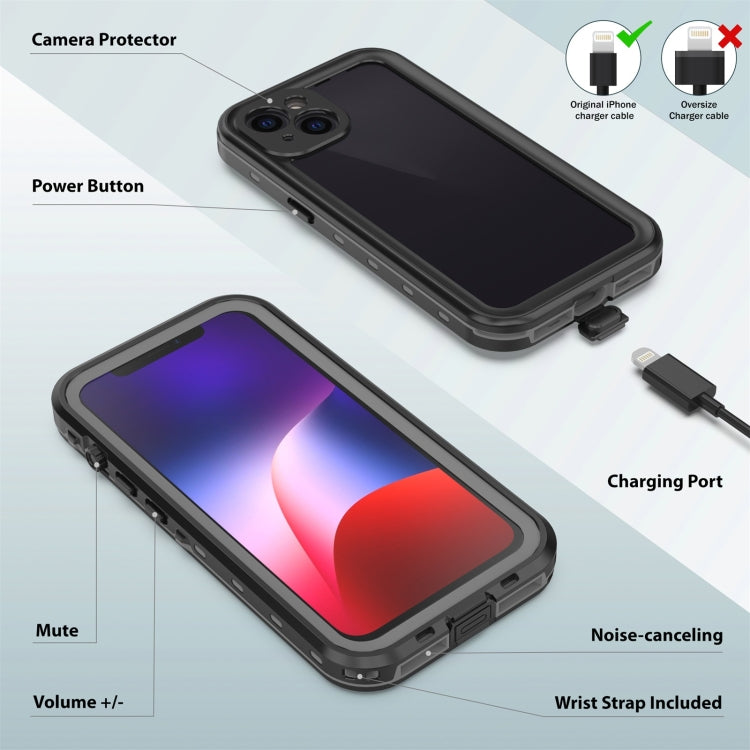 For iPhone 13 RedPepper Transparent Dot Shockproof Water-resistant PC + TPU Protective Case(Black)