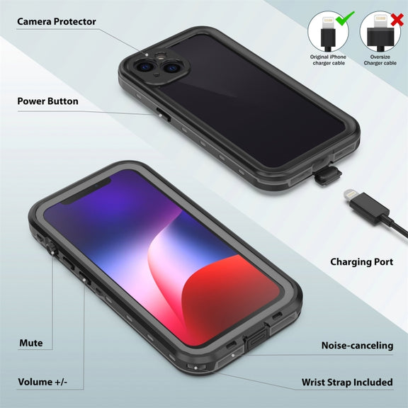For iPhone 13 RedPepper Transparent Dot Shockproof Water-resistant PC + TPU Protective Case(Black)