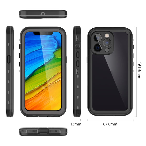 For iPhone 13 Pro RedPepper Transparent Dot Shockproof Water-resistant PC + TPU Protective Case (Black)