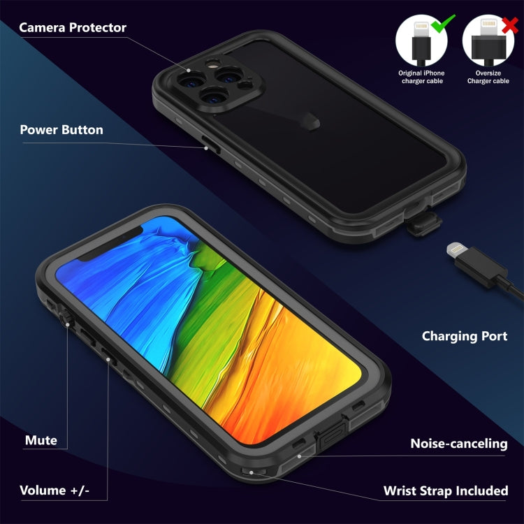 For iPhone 13 Pro RedPepper Transparent Dot Shockproof Water-resistant PC + TPU Protective Case (Black)