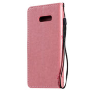 For LG G8X Tree & Cat Pattern Pressed Printing Horizontal Flip PU Leather Case with Holder & Card Slots & Wallet & Lanyard(Pink)
