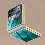 For Samsung Galaxy Z Flip3 5G GKK Electroplating Painted Glass Case(Purple Pink)