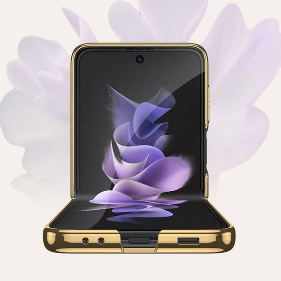 For Samsung Galaxy Z Flip3 5G GKK Electroplating Painted Glass Case(Purple Pink)