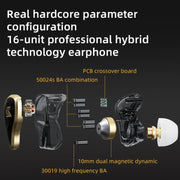 KZ ZAS 16-unit Ring Iron In-ear Wired Earphone, Mic Version(White)