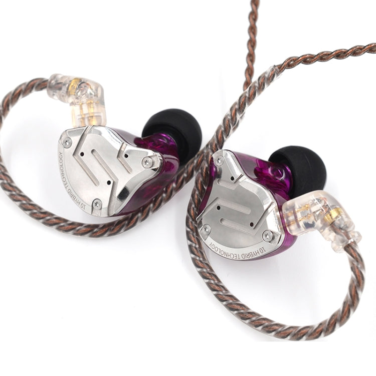 KZ ZS10 Pro 10-unit Ring Iron Gaming In-ear Wired Earphone, Standard Version(Purple)