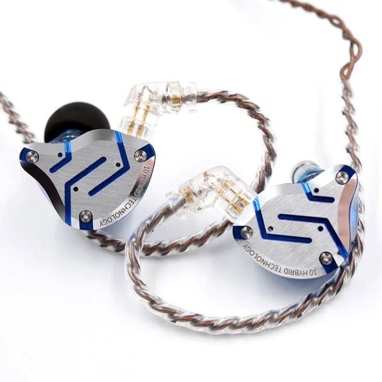 KZ ZS10 Pro 10-unit Ring Iron Gaming In-ear Wired Earphone, Mic Version(Streamer Blue)