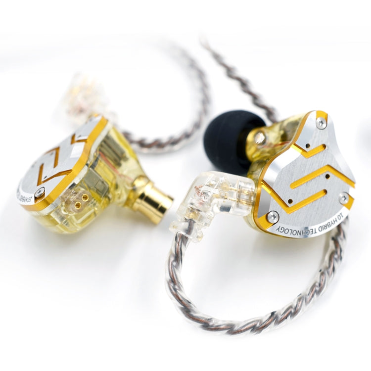 KZ ZS10 Pro 10-unit Ring Iron Gaming In-ear Wired Earphone, Mic Version(Glare Gold)