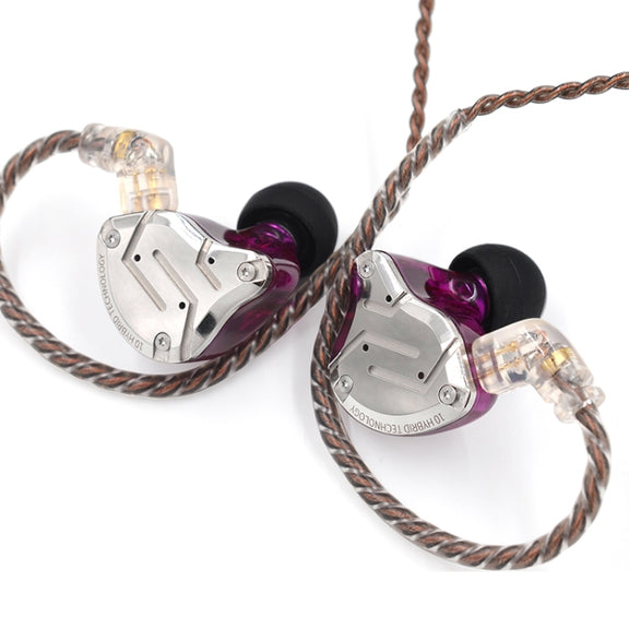 KZ ZS10 Pro 10-unit Ring Iron Gaming In-ear Wired Earphone, Mic Version(Purple)