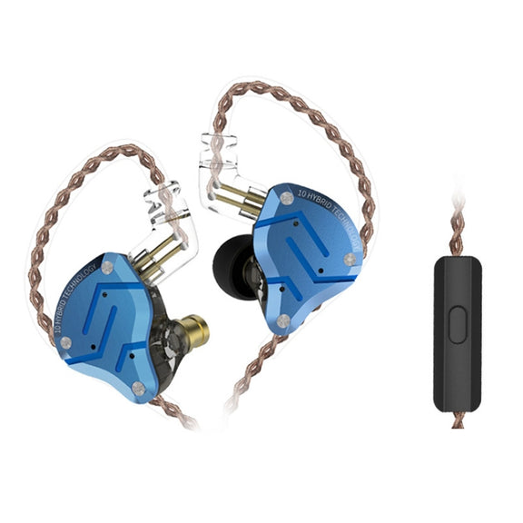 KZ ZS10 Pro 10-unit Ring Iron Gaming In-ear Wired Earphone, Mic Version(Diamond Blue)