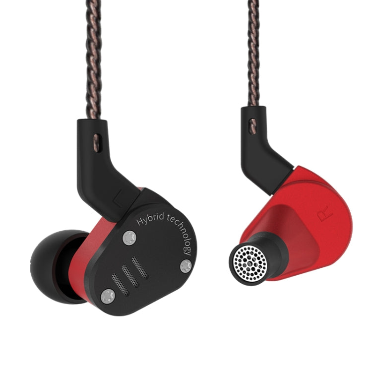 KZ ZSA Ring Iron Hybrid Drive Sport In-ear Wired Earphone, Standard Version(Black Red)