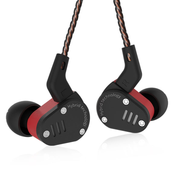KZ ZSA Ring Iron Hybrid Drive Sport In-ear Wired Earphone, Standard Version(Black Red)