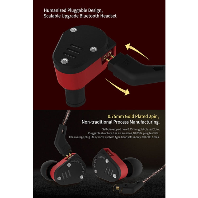 KZ ZSA Ring Iron Hybrid Drive Sport In-ear Wired Earphone, Standard Version(Grey)