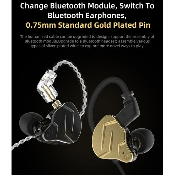 KZ ZSN Pro X Ring Iron Hybrid Drive Metal In-ear Wired Earphone, Standard Version(Black)