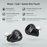 KZ SA08 Wireless Four-unit 5BA Balance Armature Bluetooth In-ear TWS Earphone(Black)