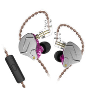 KZ ZSN Pro Ring Iron Hybrid Drive Metal In-ear Wired Earphone, Mic Version(Purple)