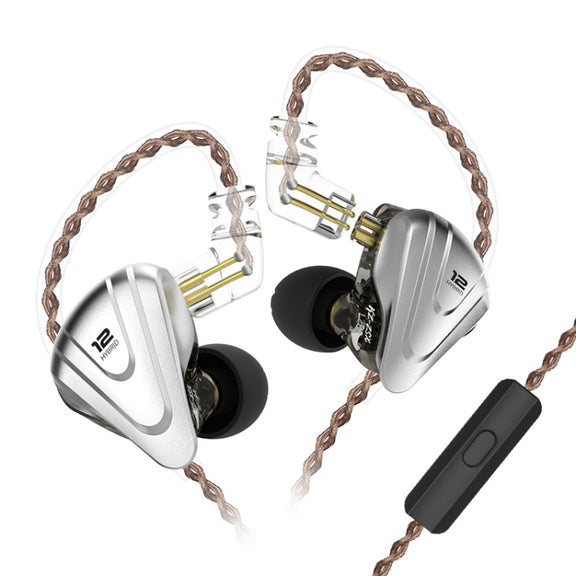 KZ ZSX 12-unit Ring Iron Metal Gaming In-ear Wired Earphone, Mic Version(Black)
