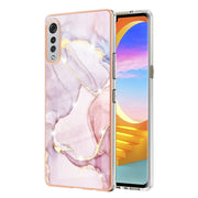 For LG Velvet 5G / 4G Electroplating Marble Pattern Dual-side IMD TPU Shockproof Case(Rose Gold 005)