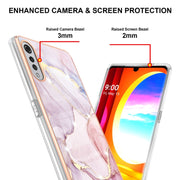 For LG Velvet 5G / 4G Electroplating Marble Pattern Dual-side IMD TPU Shockproof Case(Rose Gold 005)