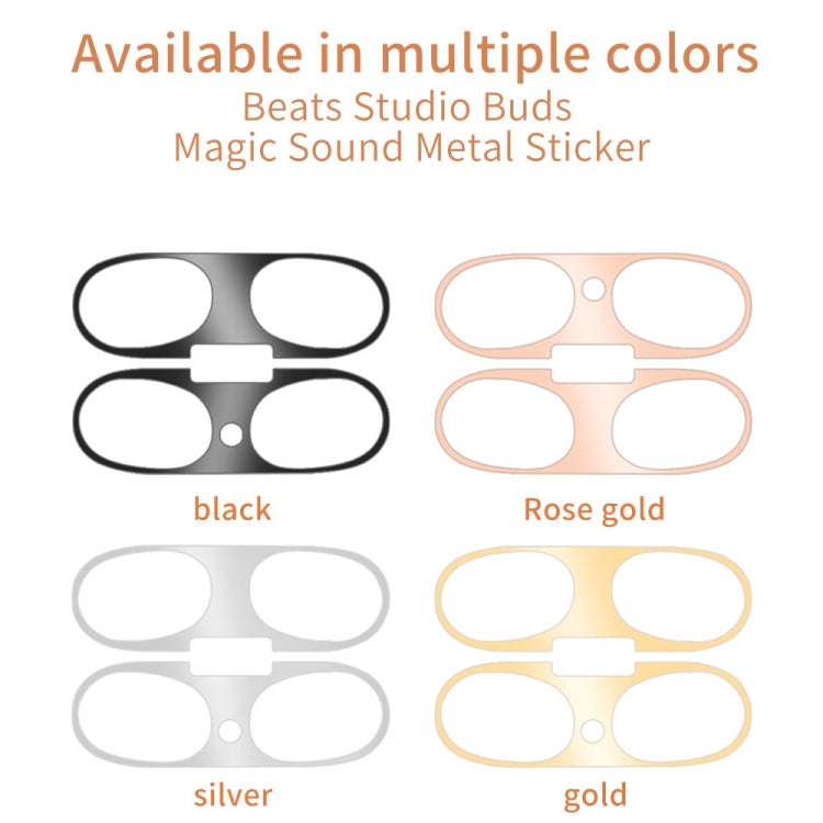 For Beats Studio Buds Wireless Bluetooth Earphone Magic Sound Metal Protective Sticker(Rose Gold)