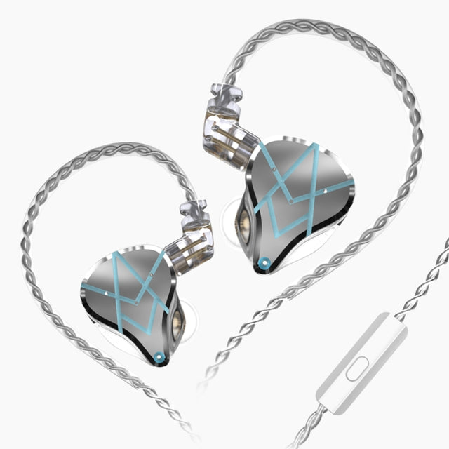 KZ ASX 20-unit Balance Armature Monitor HiFi In-Ear Wired Earphone With Mic(Silver)