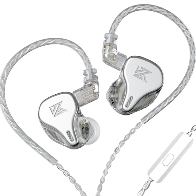 KZ DQ6 3-unit Dynamic HiFi In-Ear Wired Earphone With Mic(Silver)