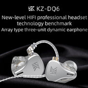 KZ DQ6 3-unit Dynamic HiFi In-Ear Wired Earphone With Mic(Grey)
