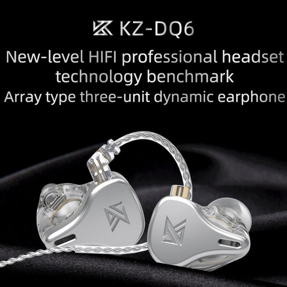 KZ DQ6 3-unit Dynamic HiFi In-Ear Wired Earphone With Mic(Grey)