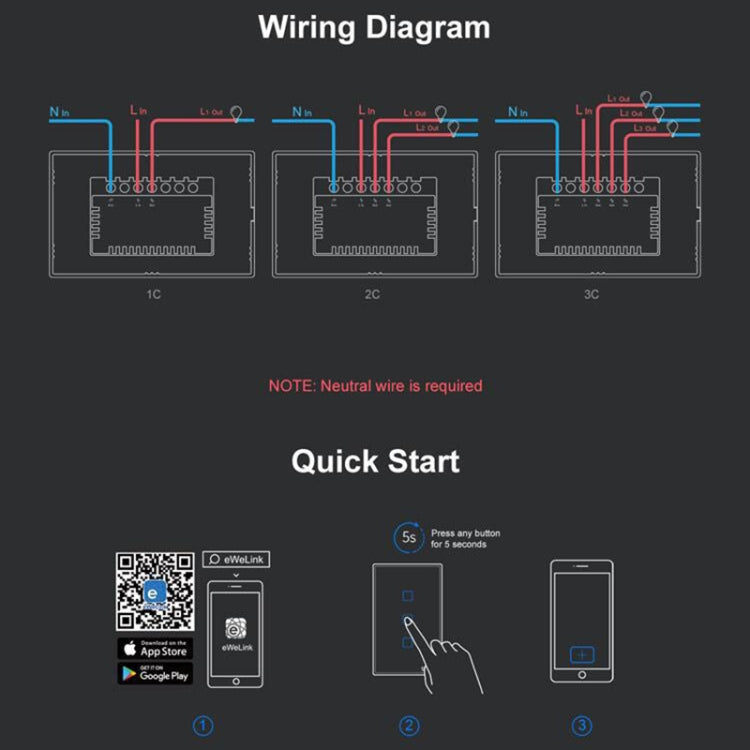 Sonoff T3 US-TX 433 RF WIFI Smart Remote Control Wall Touch Switch, US Plug, Style:Double Buttons