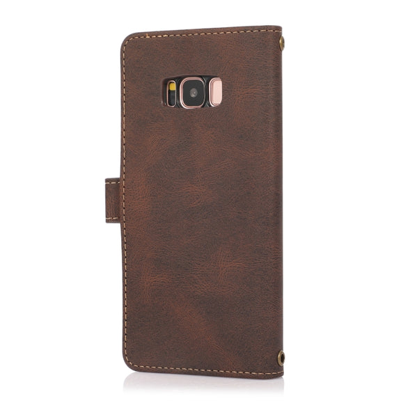 For Samsung Galaxy S8 PU + TPU Horizontal Flip Leather Case with Holder & Card Slot & Wallet & Lanyard(Brown)