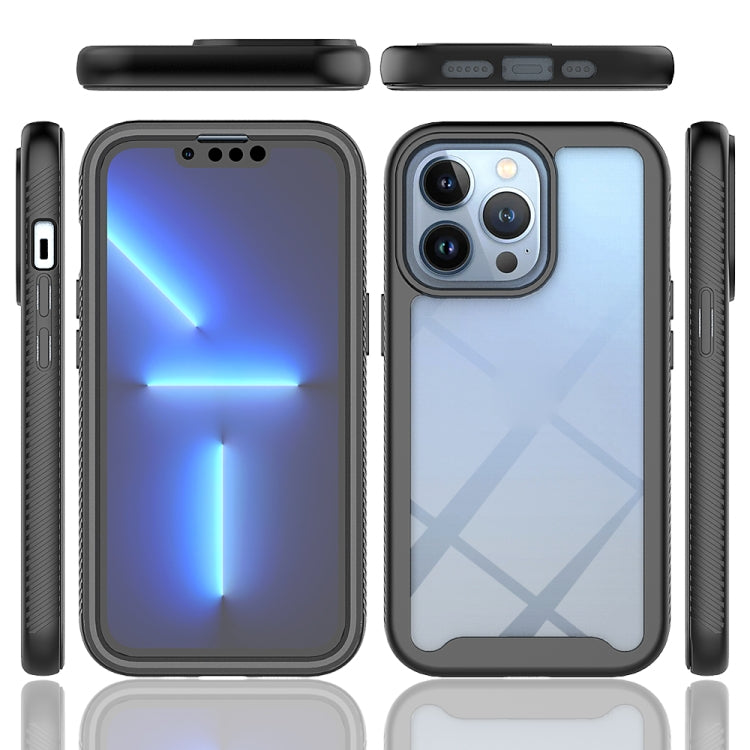 For iPhone 13 Pro Starry Sky Solid Color Series Shockproof PC + TPU Case with PET Film (Black)