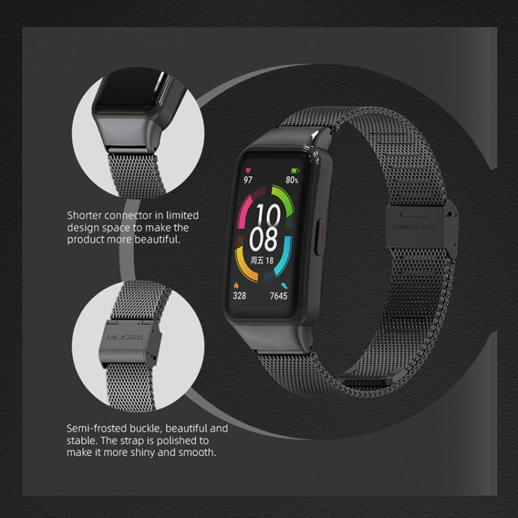 For Huawei Band 6 / Honor Band 6 / 7 MIJOBS Milan Stainless Steel Watch Band(Silver) - Watch Bands by MIJOBS