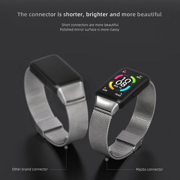 For Huawei Band 6 / Honor Band 6 / 7 MIJOBS Milan Stainless Steel Watch Band(Silver) - Watch Bands by MIJOBS