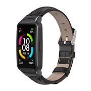 For Huawei Band 6 / Honor Band 6 / 7 MIJOBS Cowhide Leather Watch Band(Bamboo Joint Black) - Watch Bands by MIJOBS