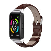For Huawei Band 6 / Honor Band 6 / 7 MIJOBS Cowhide Leather Watch Band(Bamboo Joint Coffee Silver) - Watch Bands by MIJOBS
