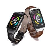 For Huawei Band 6 / Honor Band 6 / 7 MIJOBS Cowhide Leather Watch Band(Rose Gold) - Watch Bands by MIJOBS