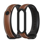 For Xiaomi Mi Band 5/6/7 MIJOBS TPU + Leather Watch Band(Brown+Black) - Watch Bands by MIJOBS