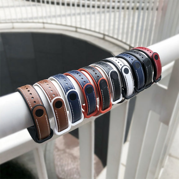For Xiaomi Mi Band 5/6/7 MIJOBS TPU + Leather Watch Band(Brown+Black) - Watch Bands by MIJOBS